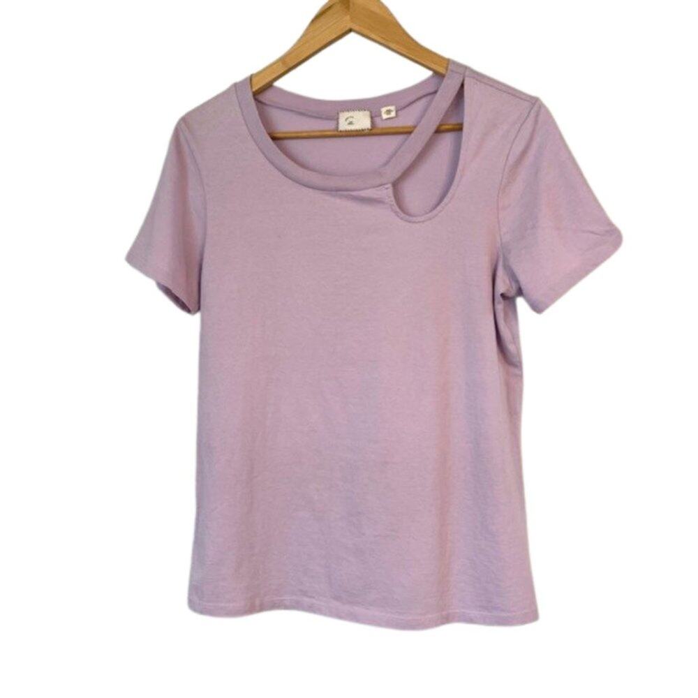 ANTHROPOLOGIE Cut Out Lilac Short Sleeve Tee | S